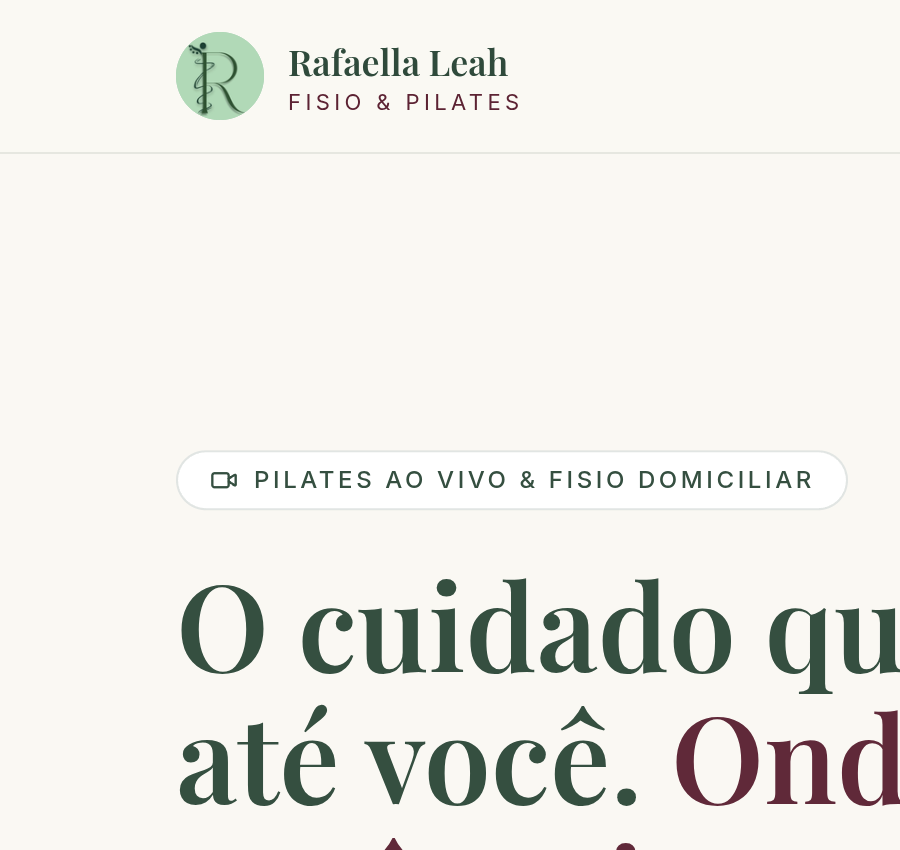 Screenshot do site de Rafaella Leah