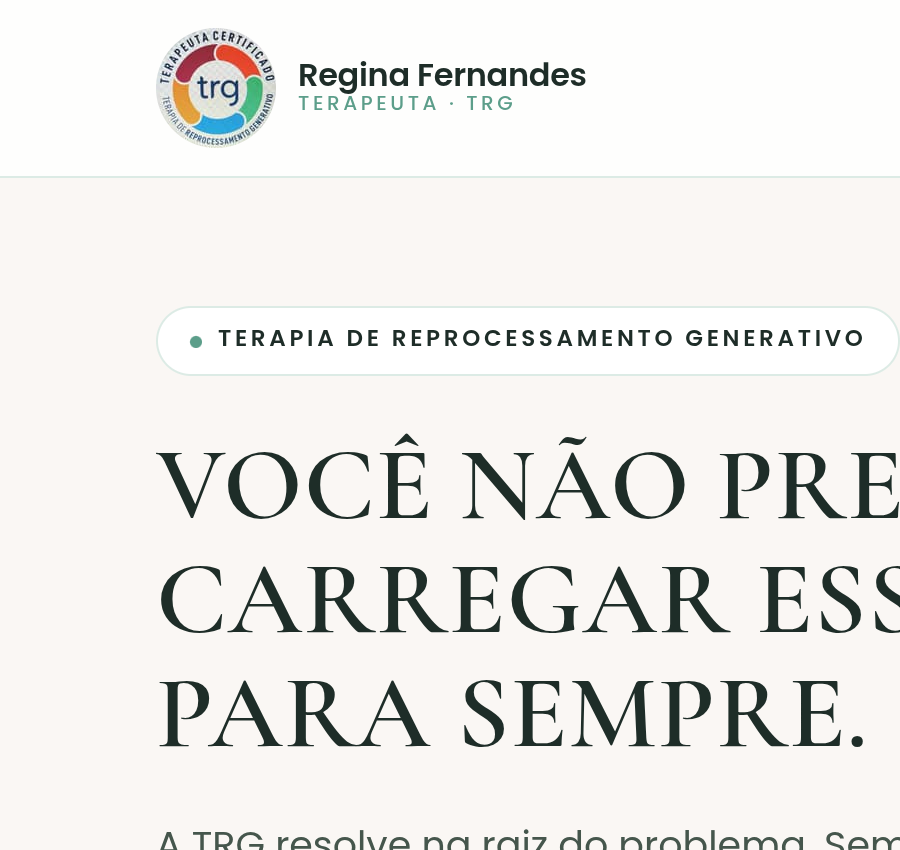 Screenshot do site de Regina Fernandes